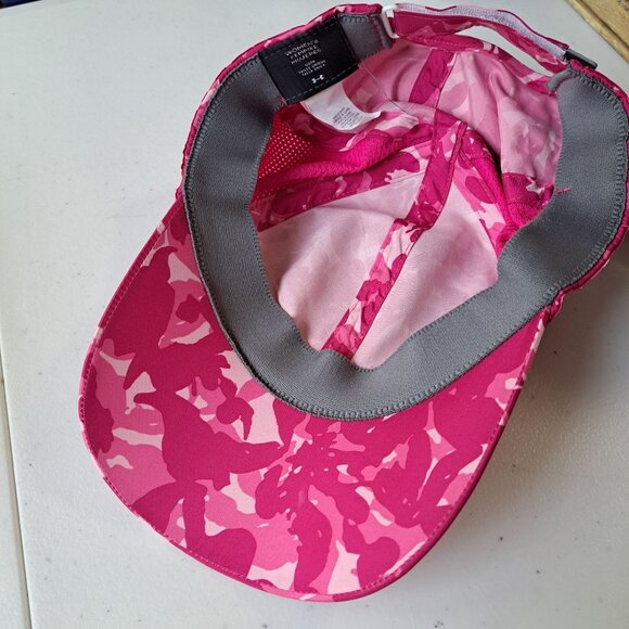 Under Armour Womens Pink Camo Adjust Baseball Cap Hat Poly Casual Golf - Picture 8 of 8